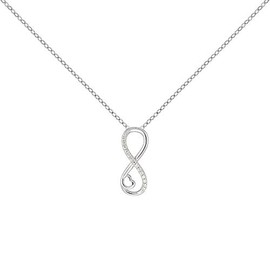Sterling Silver Micro Pave Cubic Zirconia Infinity & Heart Necklace, 18 inches Long + 1 in Extension
