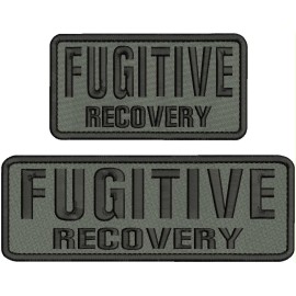 F RECOVERY EMBROIDERY PATCH 9X3 & 6X3 HOOK BACK BLACK ON GRAY