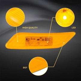 EVERESTHD 2PCS Cab Door Marker Light LED Amber Yellow Side Marker lamp Fit for Peterbilt 567 2014-up, 579 2013-up Left Driver & Right Passenger Side