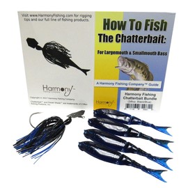 Chatterbait Kit - Z-Man 3/8oz Chatterbait + Z-Man Razor ShadZ + How to Fish The Chatterbait Guide (Black/Blue)