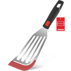 POTWIY Silicone Fish Turner Spatula, Slotted Silicone Fish Spatulas for Nonstick Cookware, Flexible Kitchen Cooking Spatula Flipper for Fish, Egg, Pancake, 12.3 Inch