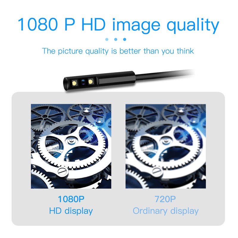 P100 Industrial Endoscope 8mm 1080P Digital Borescope IP67 Waterproof Snake