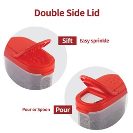 SIGNORA WARE Spice Jars with Lids - 8 oz Refillable Empty Airtight Spice/Seasoning Containers Set -2 in 1 Pour/Sift Shaker Lids Clear Plastic Spice/Seasoning Organizer Kitchen/Travel 2 pk