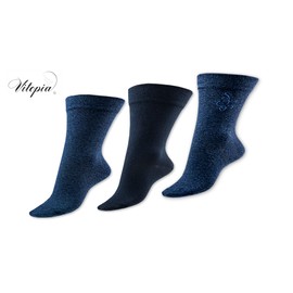 Vitopia Women's Health Socks Extra Wide Shaft Vein Friendly, 3 x jeans tones