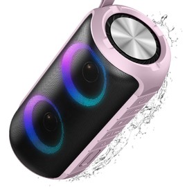 Hupoaf Bluetooth Speaker, 2026 New Portable Wireless Speaker with 6D Loud Sound, IPX7 Waterproof Stocking Stuffers, HD Call, RGB Lights, 12H Playtime for Home/Party/Outdoor/Beach, White Elephant Gift