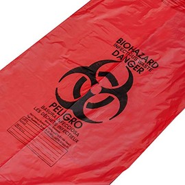 Red Biohazard Bags 37 in x 50 in 1.2 mil Case:100 (44 Gallon Pack 100)