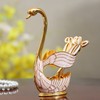 Elegant Swan Base Spoon Fork Holder Set Coffee Fruit Dessert
