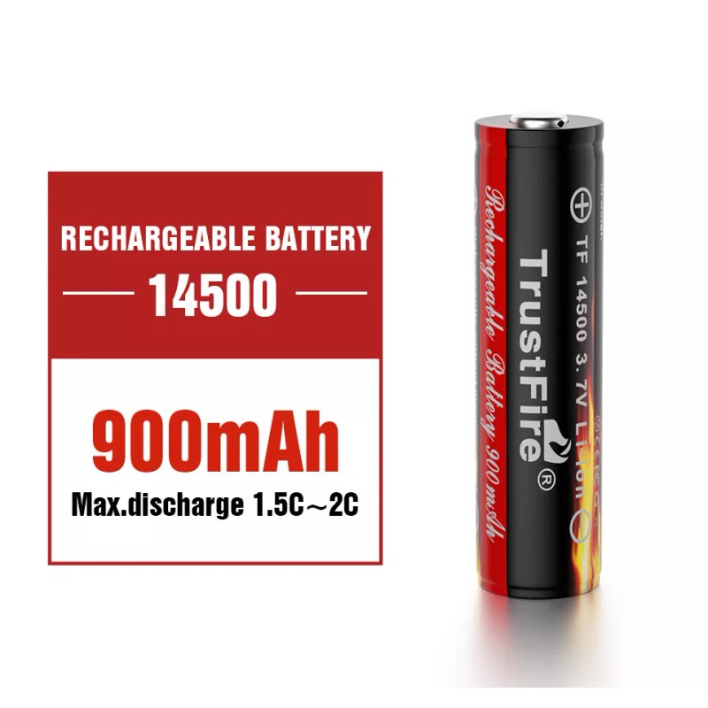 TrustFire 900mAh 14500 3.7V Li-ion Rechargeable Battery With PCB Batteries