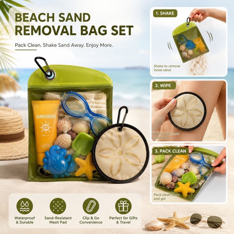 Mesh Beach Sand Removal Bag for Family Trips – Nylon