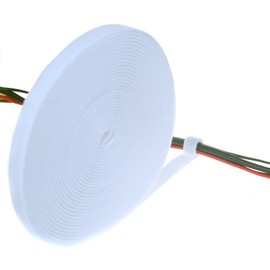 TUKA TKB5014 Velcro Cable Ties 25 m x 20 mm, Free to Cut to Size, Robust, Removable, Reusable, Cable Ties, Velcro Tape Cable Manager, Velcro Roll for Arrangement, Fixing Management Cables, White