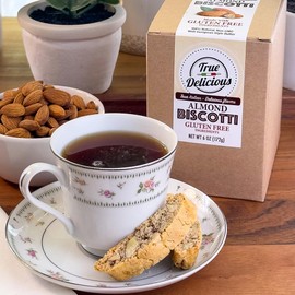 True Delicious Individually Wrapped GLUTEN FREE INGREDIENTS ALMOND BISCOTTI, buttery, fine Italian cookies, baked twice (4 boxes of 6oz each)