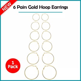 Fenzer B2G1 FREE 6 Pair Hypoallergenic Hoop Earrings Unisex Fashion Jewelry Women, Men
