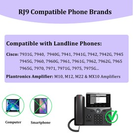 U10 Headset Adapter Cable for Plantronics Quick Disconnect Headsets RJ9 to QD Adapter Coil Cord Compatible with Cisco IP Phones 7841 7942 7821 8841 7962 7945 7965 8845 8851 7811 7941