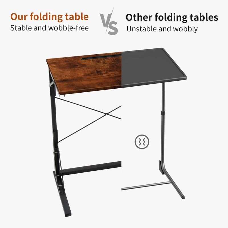 Biinocom 24 inch Foldable TV Tray Table, Foldable Portable C-Shaped