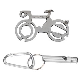 TONAUP Mini Multitool Bicycle, 12-in-1 Bicycle Tool with Aluminium Whistles, Bicycle Multifunctional Tool, Keyring Bicycle for Mountain Bikes, Hiking, Camping, Portable Outdoor Tool