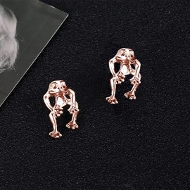 Frog Earrings for Women Frog Studs Earrings Vintage Frogs Shaped Earrings Funny Cute Animal Earrings for Women (A: Silver Frog Stud Earrings), Leather, No Gemstone