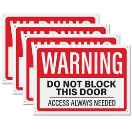 4pk Do Not Block Door Sign | Warning Do Not Block This Door Access Needed At All Times Signs, 10" x 14"