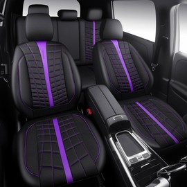 CAR PASS 3D Foam Mesh Leather Car Seat Covers Full Set, Breathable Premium Leather Seat Covers for Car,Anti Slip Universal Fit for Trucks Cars Sedans Vans SUVs, Airbag Compatible, Black Purple