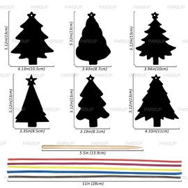 PARSUP 144Pcs Christmas Tree Scratch Paper Rainbow Color Scratch Ornaments Christmas Decorations Hanging Craft Art Kits with Wooden Stick and Ribbon for Kids Christmas Winter Party Favors