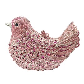 GSYPS Rhinestone Bird Clutch Purse Women's Full Crystal Evening Bag for Wedding Party Handbag Pink