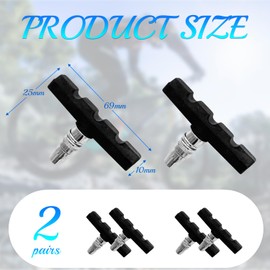 SANJSJHXJ Bicycle Brake Pads, 4 Pieces V Brake Pads, 70 mm Bicycle Brakes, Durable Brake Pads & Brake Shoes for Mountain & City Bikes, Noise Reduction, Easy Install, Black