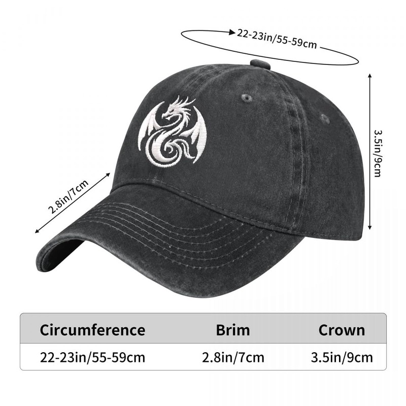 Dragon Embroidered Hat for Men Women Dad Hat Baseball Cap