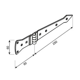 DMX - Decorative Cross Hinge Wooden Connection Gate Hinge Braided Door Hinge Shop Hinge Throw Hinges Construction Fitting for Garden Gates, Gates, Doors, Pack of 1 - ZABP - Black, 250 x 2.5 mm