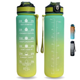 Repton Tritan Water Bottle | BPA Free 700 ml Sports Water Bottle with Straw | Leak Proof Re-Usable Flip Top Drinks Bottles for Outdoors, Gym, Cycling and Schools (Green & Yellow)