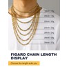 U7 Yellow Gold Plated Stainless Steel Figaro Link Mens Chain