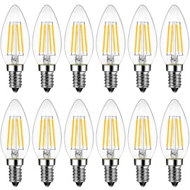 ANWIO B11 LED Filament Bulb E12 Candelabra Base 60W Equivalent, Dimmable 2700K Warm White Chandelier Decorative Candle Light Bulb, B11 Chandelier Light Bulbs (12-Pack)