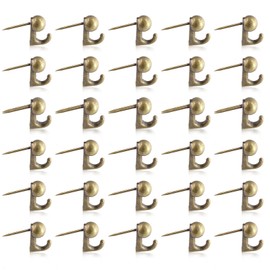 Uenhoy 30 Pcs Metal Push Pin Picuture Hooks, Push Pin Hangers Picture Hanging Nails for Wall Hanging Oil Painting Photo Frame Bulletin Board, Bronze