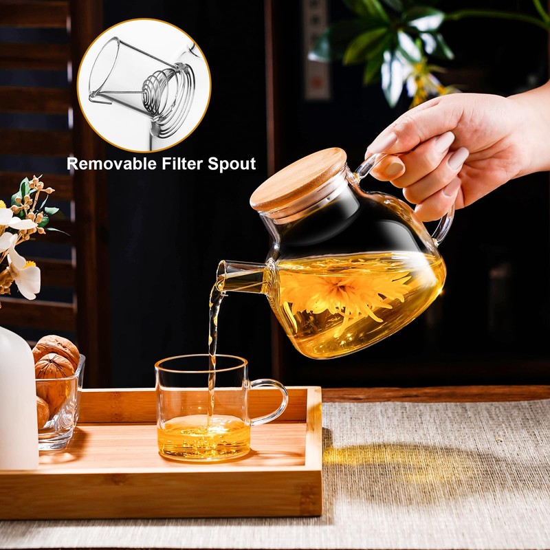 PARACITY Glass Teapot Stovetop 20 OZ/600ml, Borosilicate Clear Tea Kettle