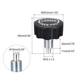 uxcell M16 Pull Pin Spring Knob Replacement Parts for Home Fitness Height Adjustment Screws Equipment Black