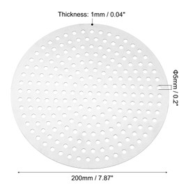 PATIKIL 7.9" Diameter 304 Stainless Steel Perforated Sheet, 0.2" Hole 19GA Expanded Metal Mesh Round Slices Plate Screen Decorative Meshes for Ventilation Grill Smoking, Silver Tone