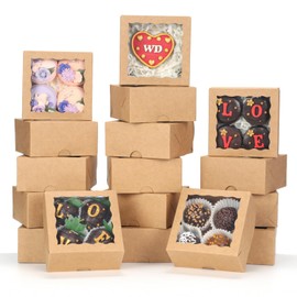 ROSPAKTEK 90 Pack Bakery Boxes 4x4x2 Inches Cookies Boxes Mini Bundt Cake Boxes Pie Boxes Cinnamon Roll Treat Boxes Chocolate Truffle Boxes Party Wedding Favor