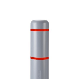 BollardGard 7" x 72" Bollard Cover Gray- Innoplast (Gray Red Tape)