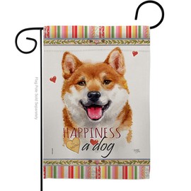 Breeze Decor Dog Shiba Inu Happiness Garden Flag Animals Puppy Spoiled Paw Canine Fur Pet Nature Farm Animal Creature Small Decorative Gift Yard House Banner Double-Sided Made in USA 13 X 18.5