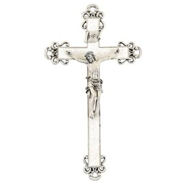Trinity Church Supply Pearlized White epoxy cross Crucifix Wall Hanging Catholic Crosses for Home Decor Christian Decorative, 10 Inch Height