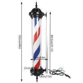 Gdrasuya10 Barber Pole Light Shop Rotating Light Barber Shop Open Sign for Business Wall-Mounted Hair Salon Lighting with White Blue Red LED Strips Indoor and Outdoor(41 Inch)