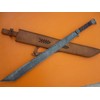 Custom Hand Forged Damascus Steel Tanto Sword Viking Blood Grooved