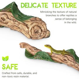 Eckpo Lifelike Resin Climbing Branch Decor for Reptile Terrarium, Reptile Vivarium Habitat Decoration for Bearded Dragons, Geckos, Lizards, Snakes, 7.8 Inch