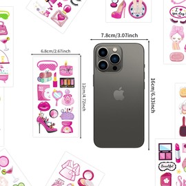 Spa Party Temporary Tattoos,10 Sheets Pink Makeup Salon Birthday Party Decorations Waterproof Fake Tattoo Stickers for Kids Girls Birthday Gifts Party Favor Supplies
