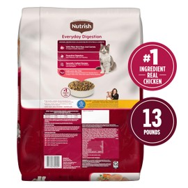 Nutrish™ Everyday Digestion Chicken Brown Rice and Salmon Recipe with Peas and Carrots Dry Cat Food, 13 lb. Bag