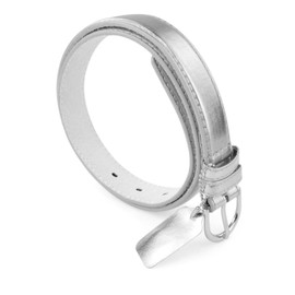 Silver belt, Womens Chic Dress Belt Bonded Leather Polished Buckle Womens Belts, skinny silver belt for woman - Silver Belts for Women X-Large