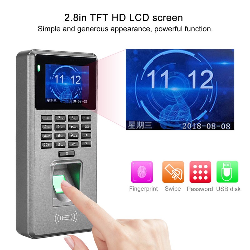 DC 12V 2.8in TFT HD Display Fingerprint Password Card Door