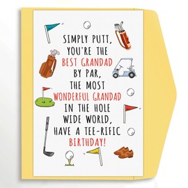 popmazing Funny Father’s Day Card for Golf Lover, Golf Fathers Day Card for Grandad, Simply Putt You Are the Best Dad Card from Grandson Granddaughter