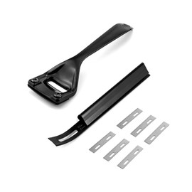 QWORK® Metal Leather Skiver and Curved Shape Safety Beveler Skiver, Leather Exfoliating Tool with 6 Replacement Blades for Leather Crafts DIY and Leather Making