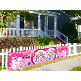 Cheerleading Birthday Banner Cheerleader Happy Birthday Yard Sign Decorations Pink Girl Party Yard Banner Gymnastic Dance Themed Party Backdrop Photo Booth We've Got Spirit Banner