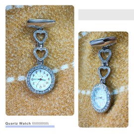 Create idea 2pcs Nurse Pocket Watch Zinc Alloy Metal Pocket Watches Crystal Watch for Doctors Nurse Caregiver Silver Rose Gold