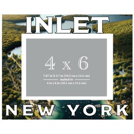 R and R Imports Inlet New York Souvenir Wooden Photo Frame Matted 4 x 6 Inch - Full Color Destination Design Keepsake 2-Pack